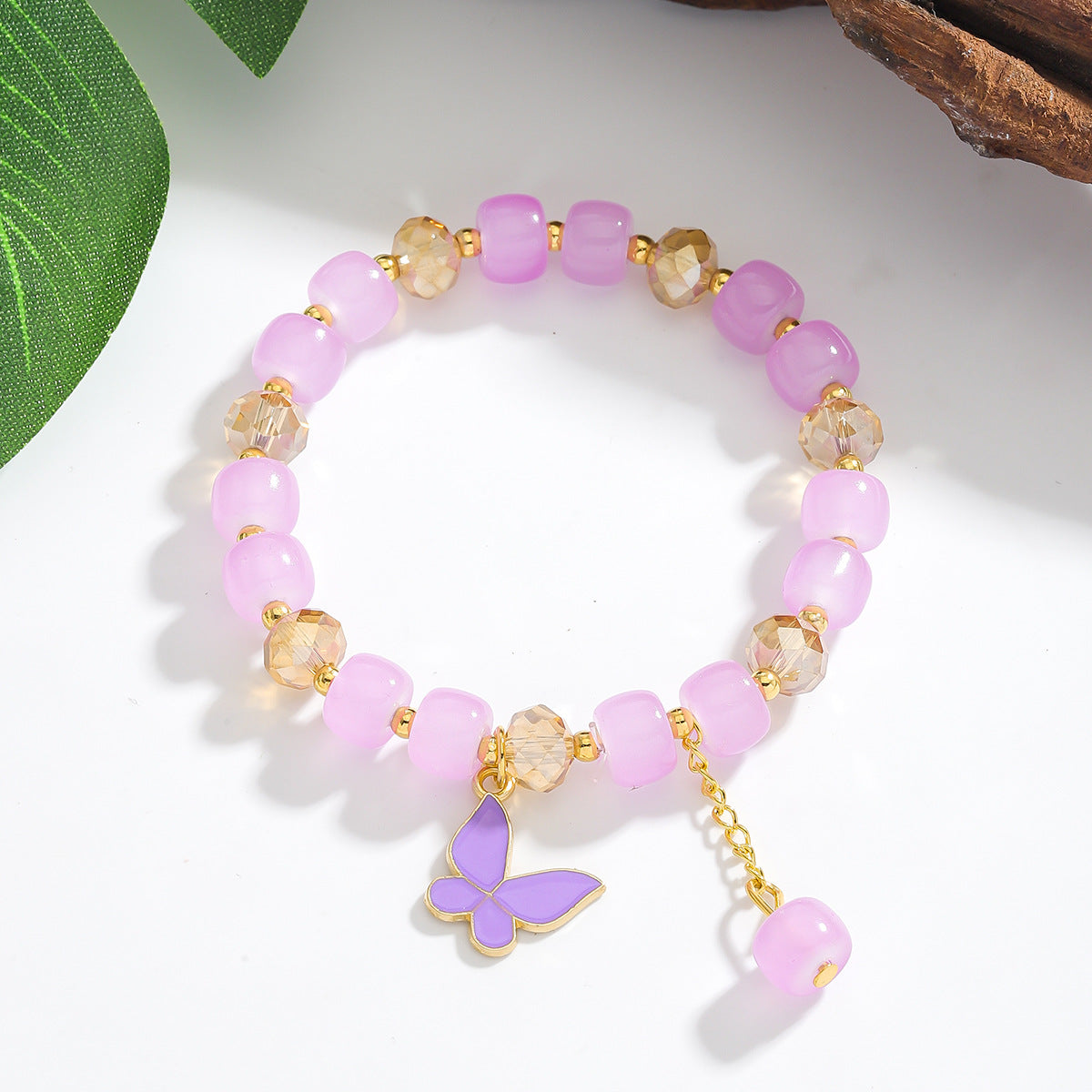 Wholesale Arrival Glass Abacus Handmade Woven Butterfly Pendant Colorful Beads Bracelet Jewelry