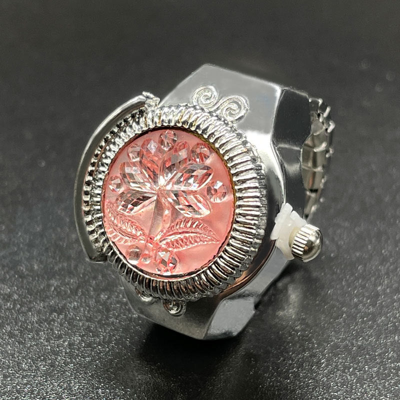 Wholesale [Ring watch] personalized fashion temperament female foreign trade hot quartz watch flip ring watch can see time