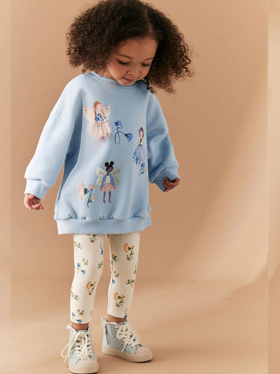Wholesale Girls Long Sleeve Sweatshirt And Leggings Set Trendy Casual Outfit For Kids Everyday Wear Fashion