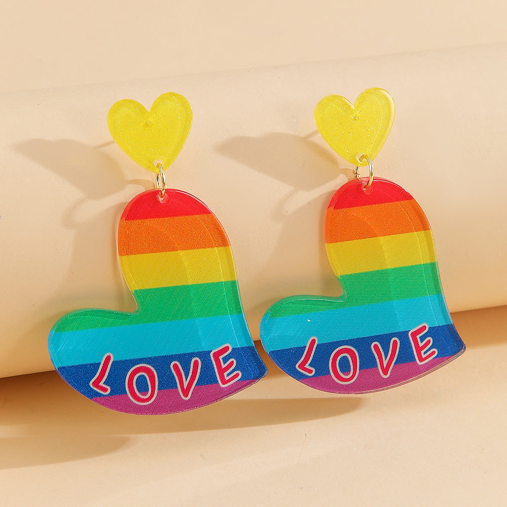 Wholesale Valentine's Day LOVE Irregular Love Acrylic Earrings