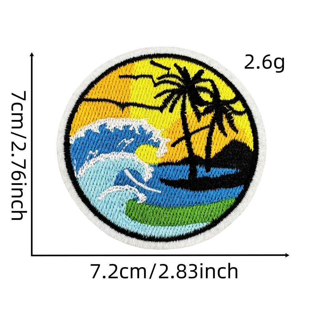 Wholesale Embroidered Patch With Landscape Adventure Design For Outdoor Travel Camping Clothing Decorative Accent