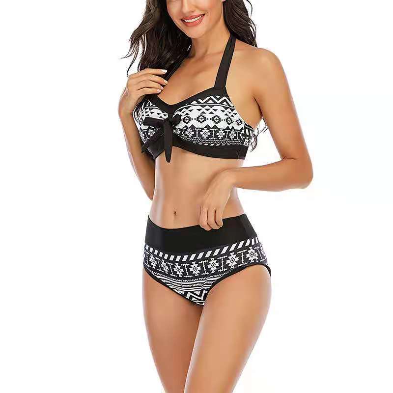 Wholesale Split Black & White Print Swimwear