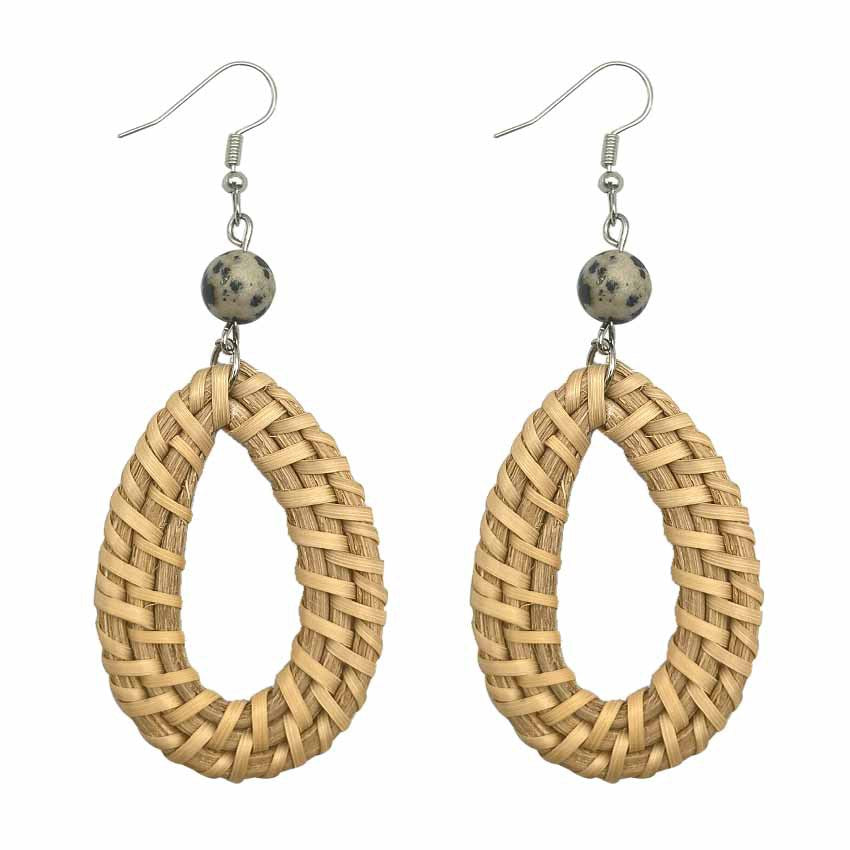 Wholesale Rattan Woven Water Drop Pendant Earrings
