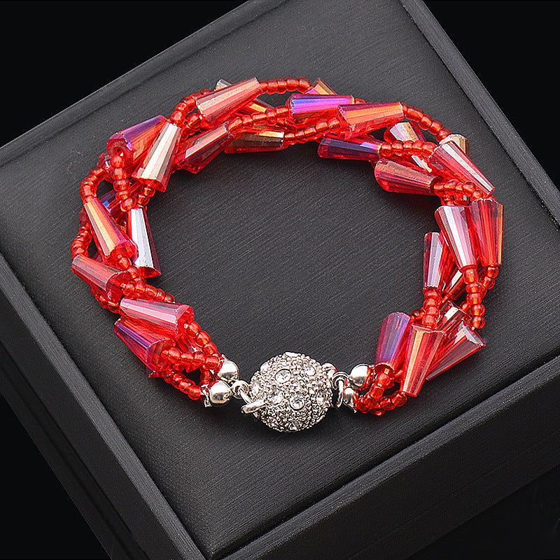 Wholesale Rhinestone Magnetic Clasp Multicolor Bar Crystal Beads Bracelet Necklace
