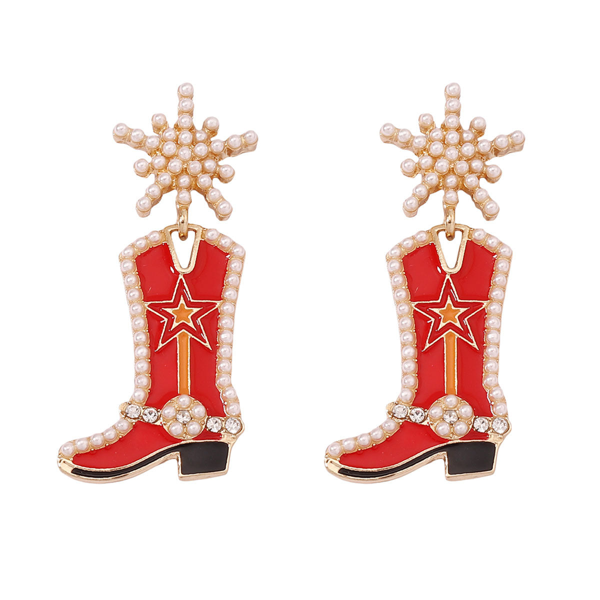 Wholesale Mother's Day Creative Oil Dripping Long Boots Alloy Earrings