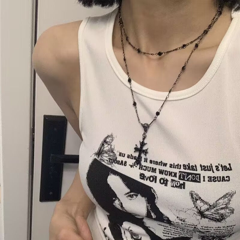 Wholesale Cross long necklace clavicle chain