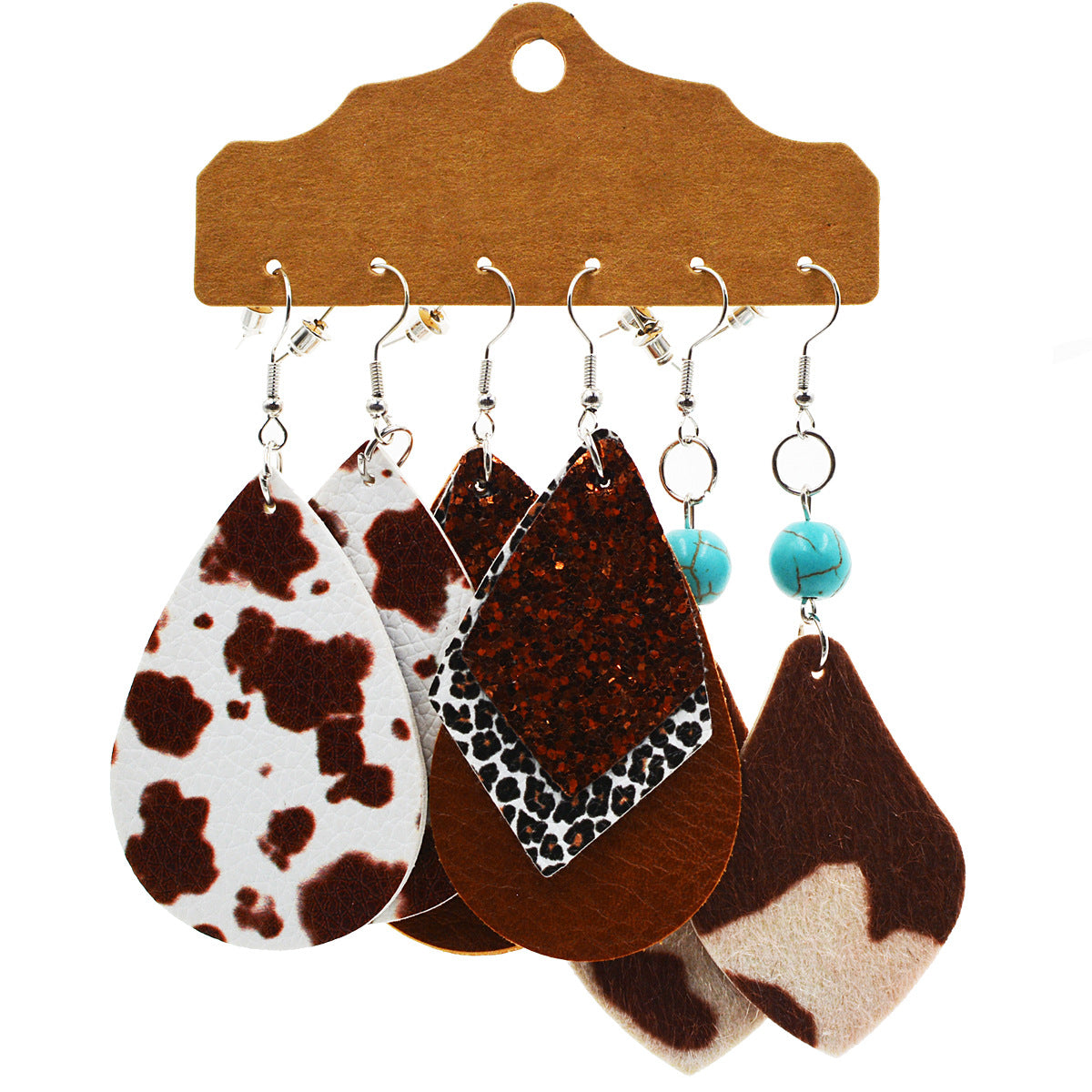 Wholesale Multi-layered Leather Earrings Symmetrical Love Earrings