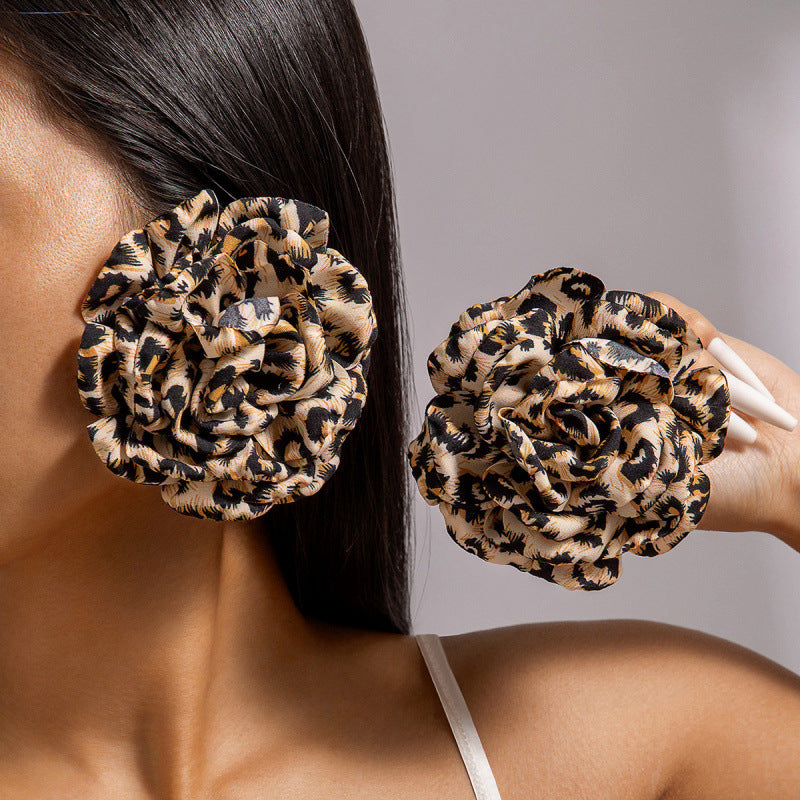 Wholesale Colorful leopard print fabric earrings