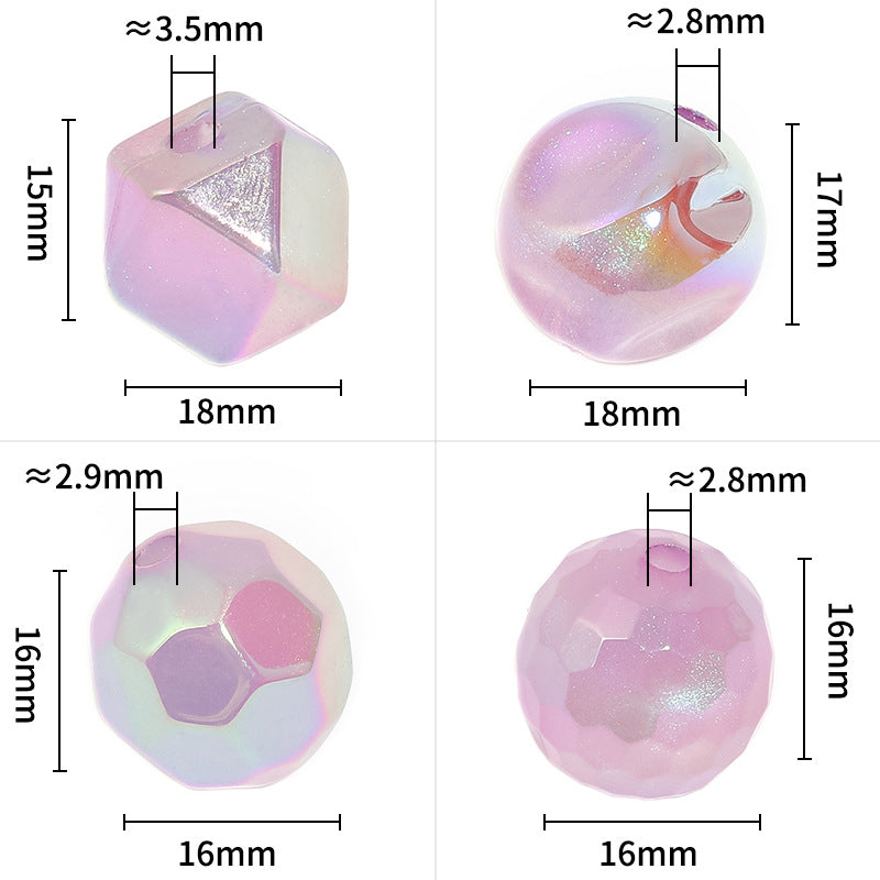 Wholesale  Random 100pcs/pack  Luminous Acrylic Faceted Acrylic Beads