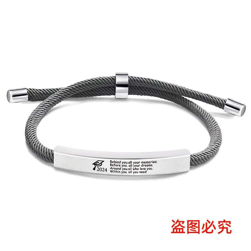 Wholesale Stainless Steel Braided 2024 Graduation Season Day Engraved Bracelet