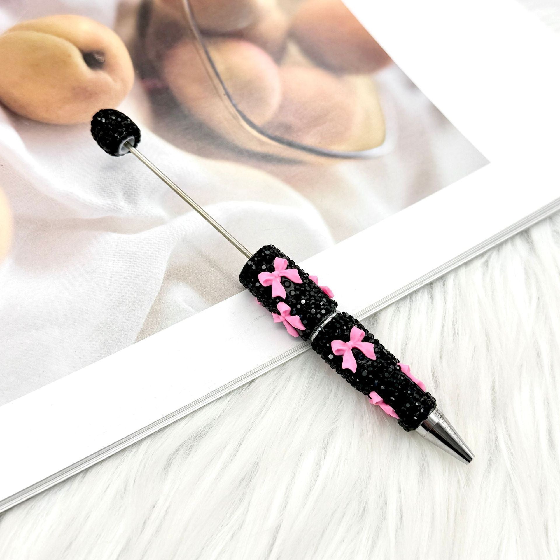 Wholesale 2pcs DIY Bow Full Rhinestone Beaded Pen Valentine' s Day Gift Pen