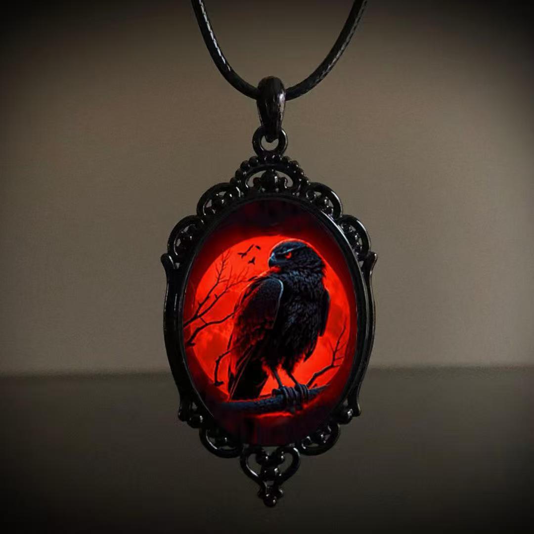 Wholesale Vintage Gothic Crow Cross Witch Halloween Necklace