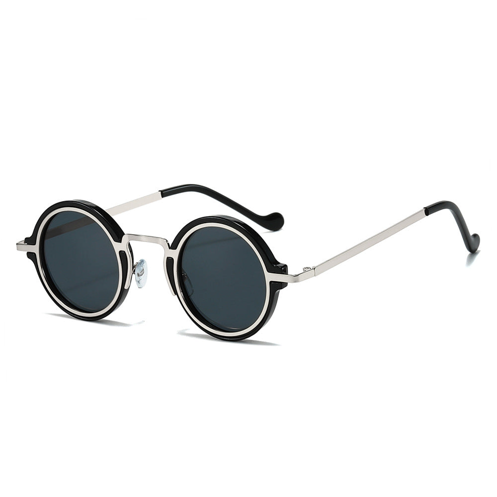 Wholesale Punk Men's Retro Shading Metal Frame Round -frame Sunglasses