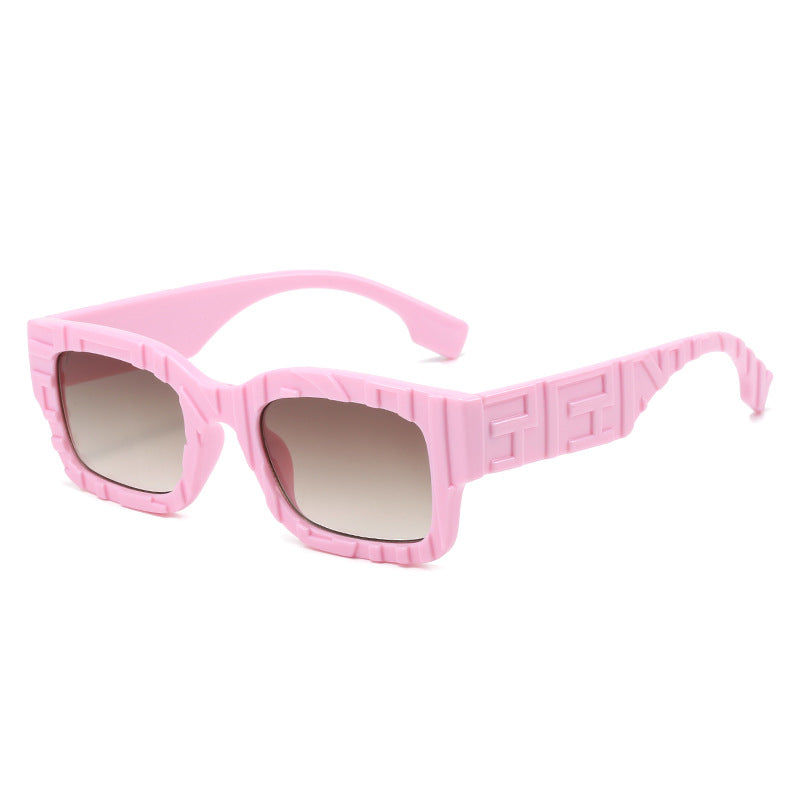 Wholesale Simple Square Embossed Letter Plate Jelly Sunglasses