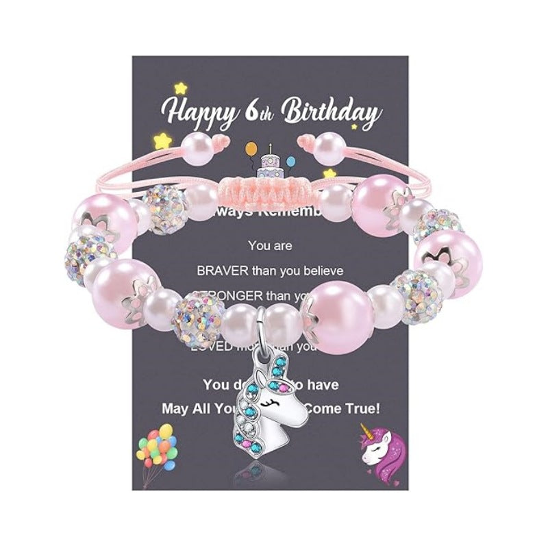 Wholesale Knitted pearl adjustable salamander unicorn pendant bracelet