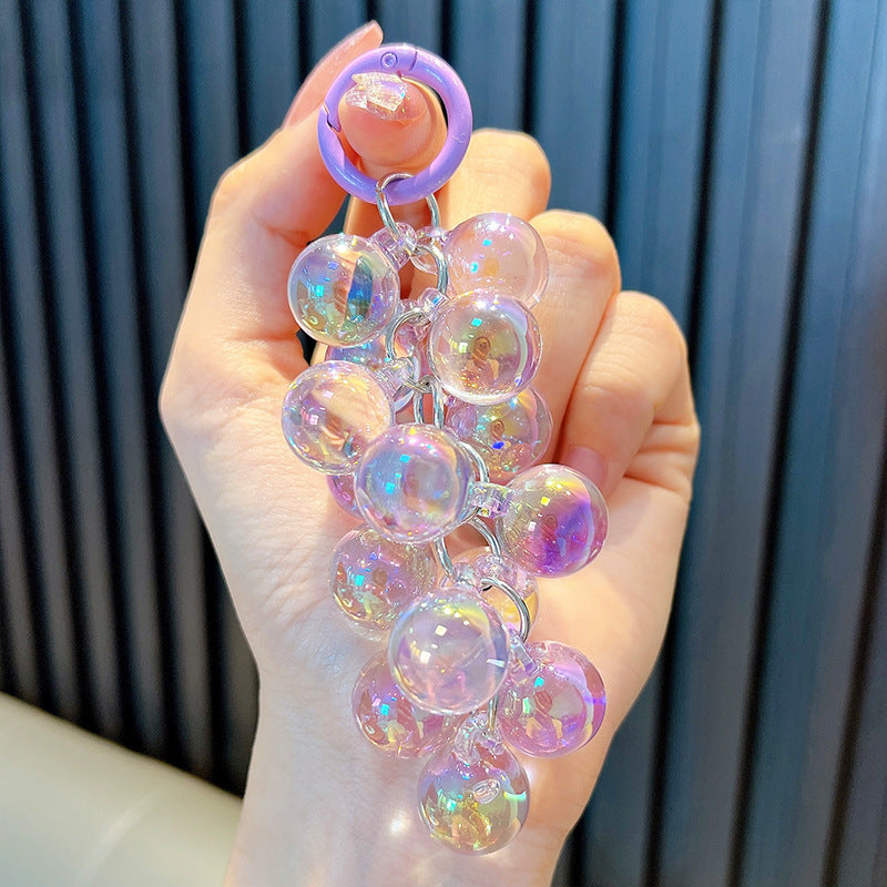 Wholesale Sheer Acrylic Grape Bunch Keychain Pendant