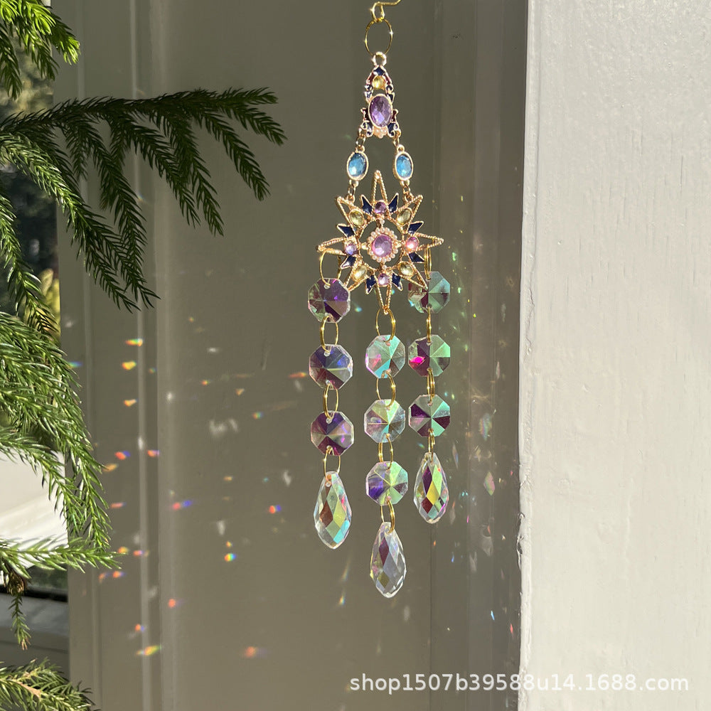 Wholesale colored diamond sun moon stars love wind chime