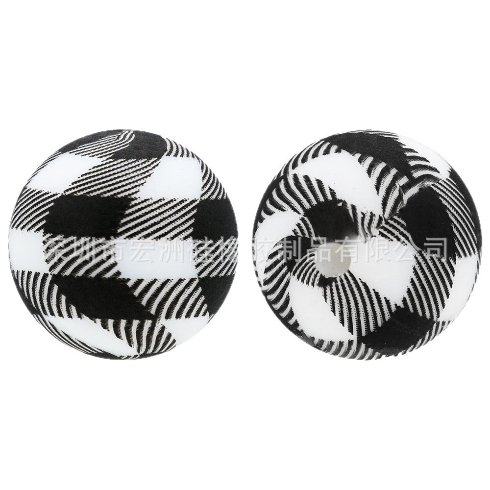 Wholesale 10pcs/pack Plaid Watermark Food Grade Silicone  DIY Round Beads
