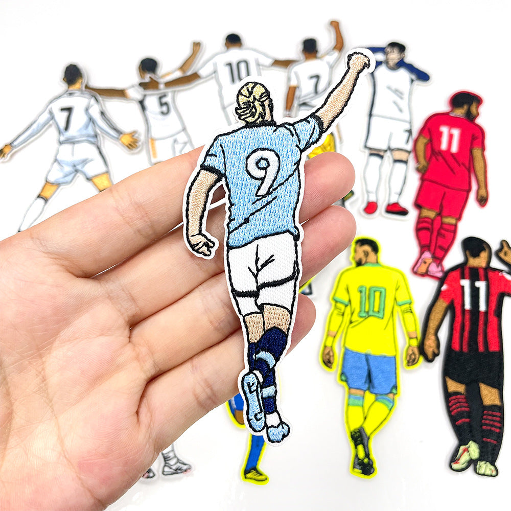 Wholesale Football Star Embroidered Patch Iron On DIY Cloth Badge For Clothing Stylish Fashion Accessory For Resale