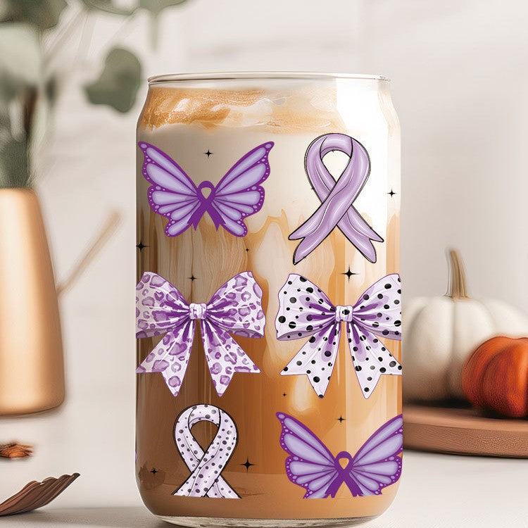 Wholesale Pink Love Butterfly 16oz Cup UV DTF Wraps