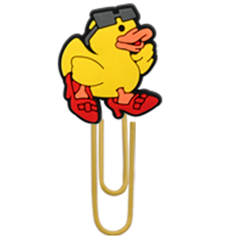 Wholesale Random 50pcs Little Yellow Duck Metal Soft Rubber Paperclip Bookmarks