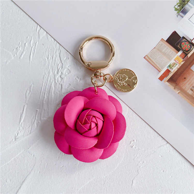 Wholesale Fashion leather Camellia car keychain