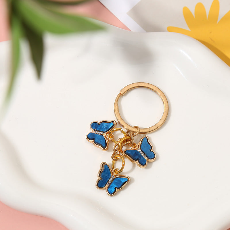 Wholesale Drip Oil Hot Selling Colored Diamond Acrylic Butterfly Keychain