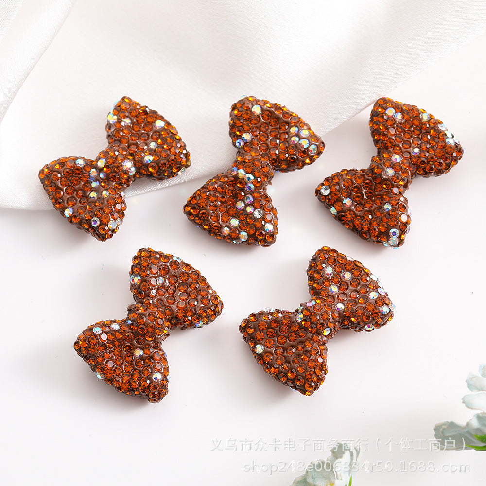 Wholesale 20pcs Gypsophila Clay Straight Hole Bow 29* 21 Bow Tie  Beaded