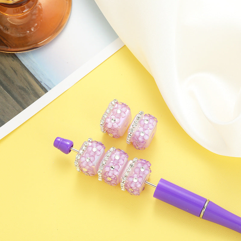 Wholesale 10pcs Heavy-duty Square Cherry Blossom Beads with Drilled Straight Holes