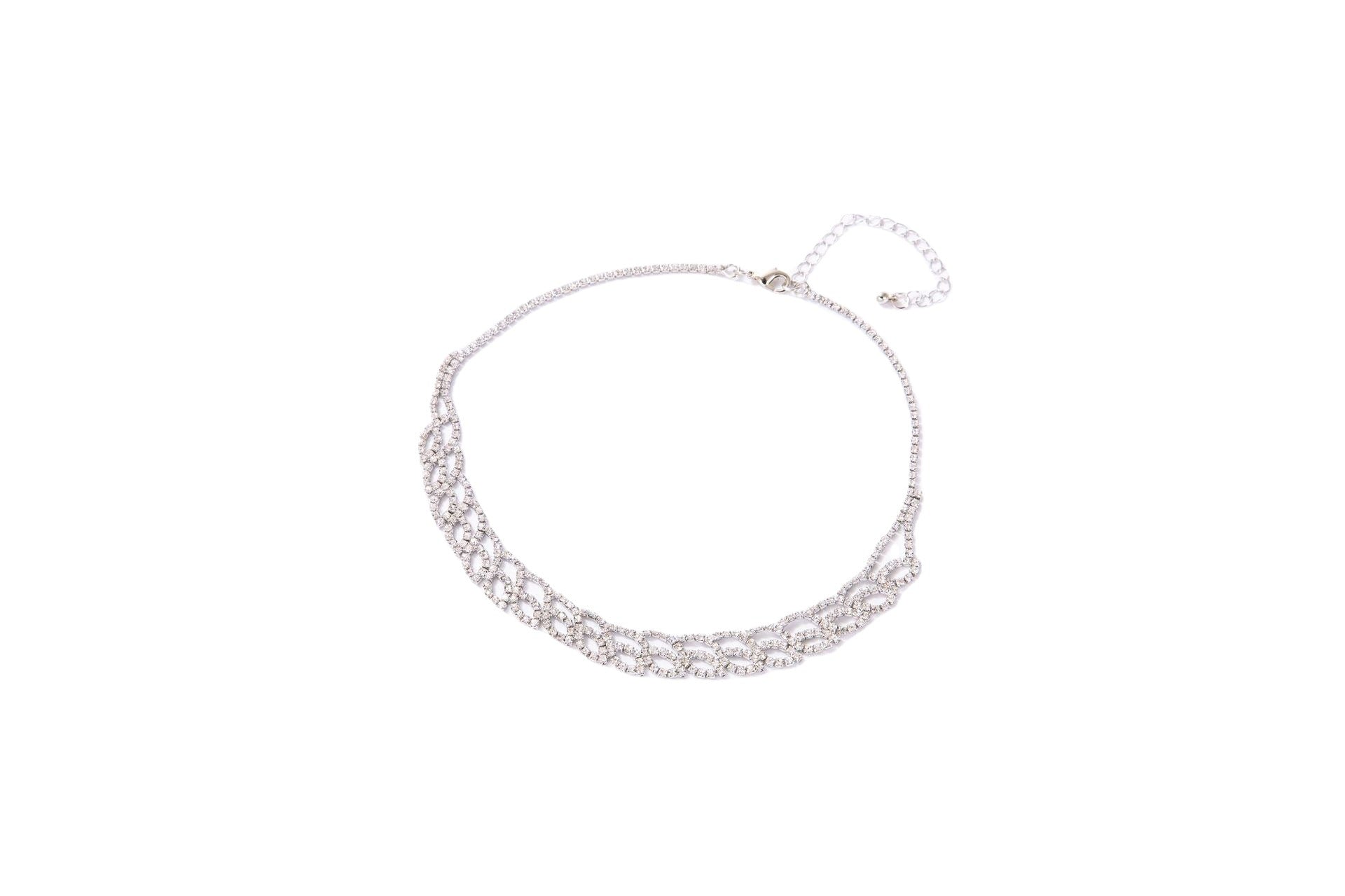 Wholesale Diamond Inlaid Flat Mouth Chain Necklaces