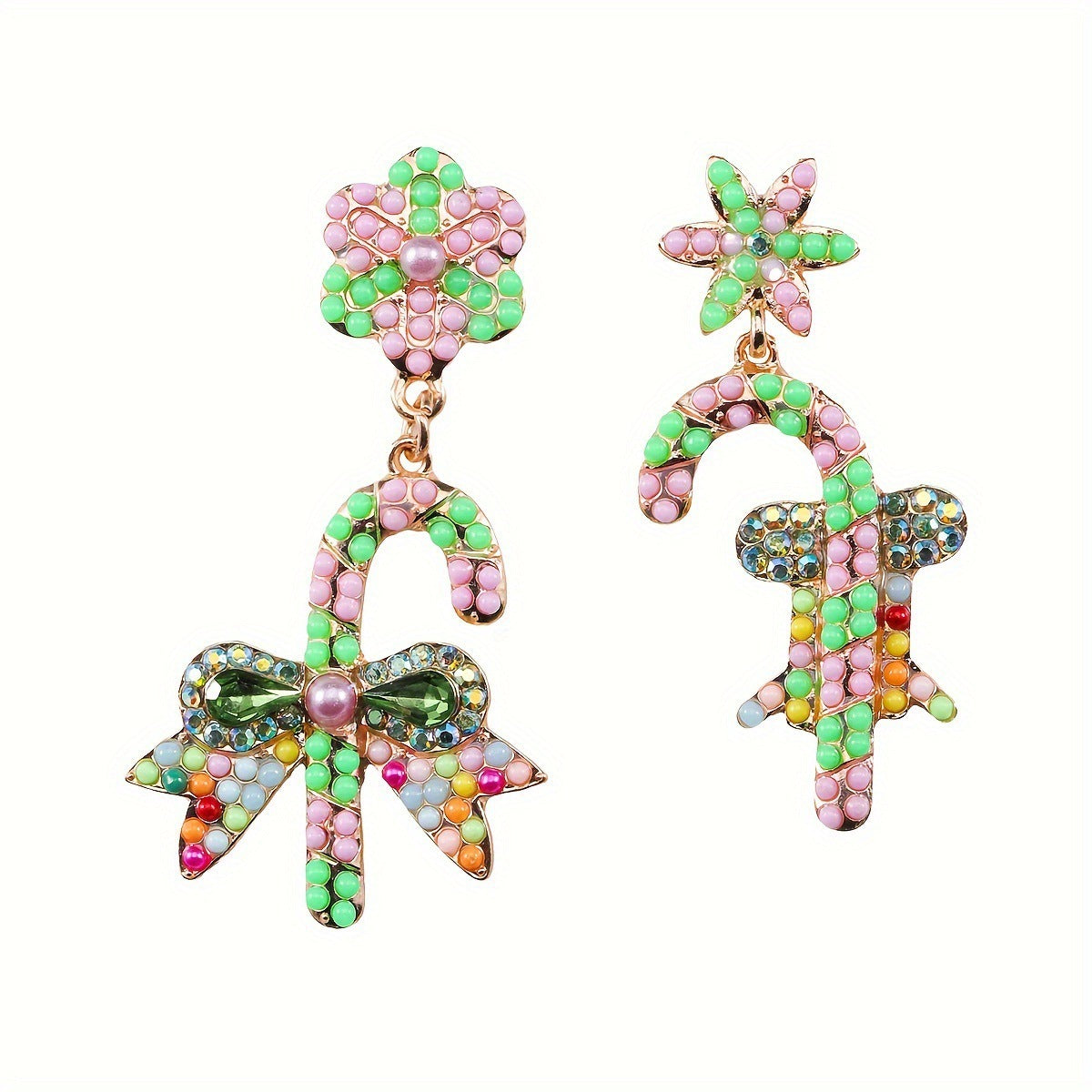 Wholesale Cute cartoon beaded  Christmas tree earrings
