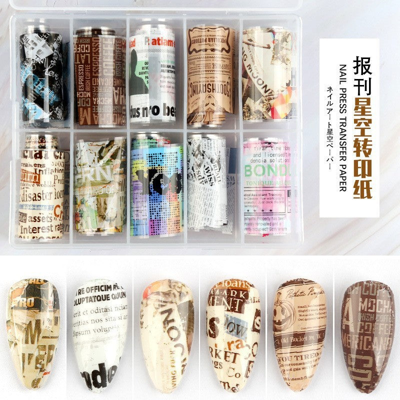 Wholesale Snow mowing nail art transfer paper gentle temperament gentle fairy hand-painted flower nail accessories starry sky transfer paper