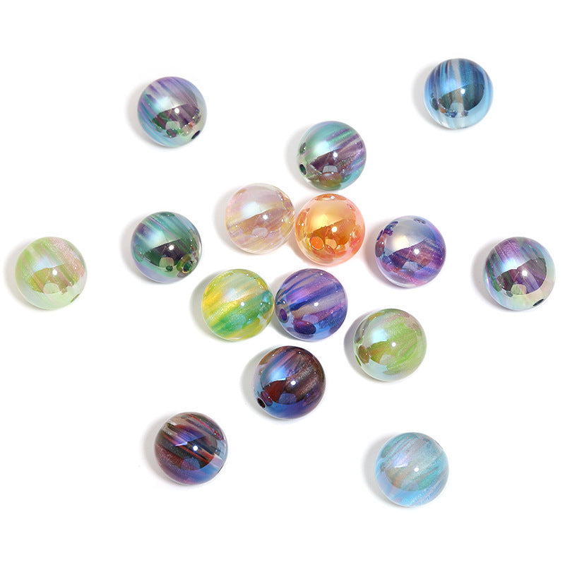 Wholesale 100pcs Highly Transparent 16mm Meteor Round Beads Colorful Aurora Acrylic Beads
