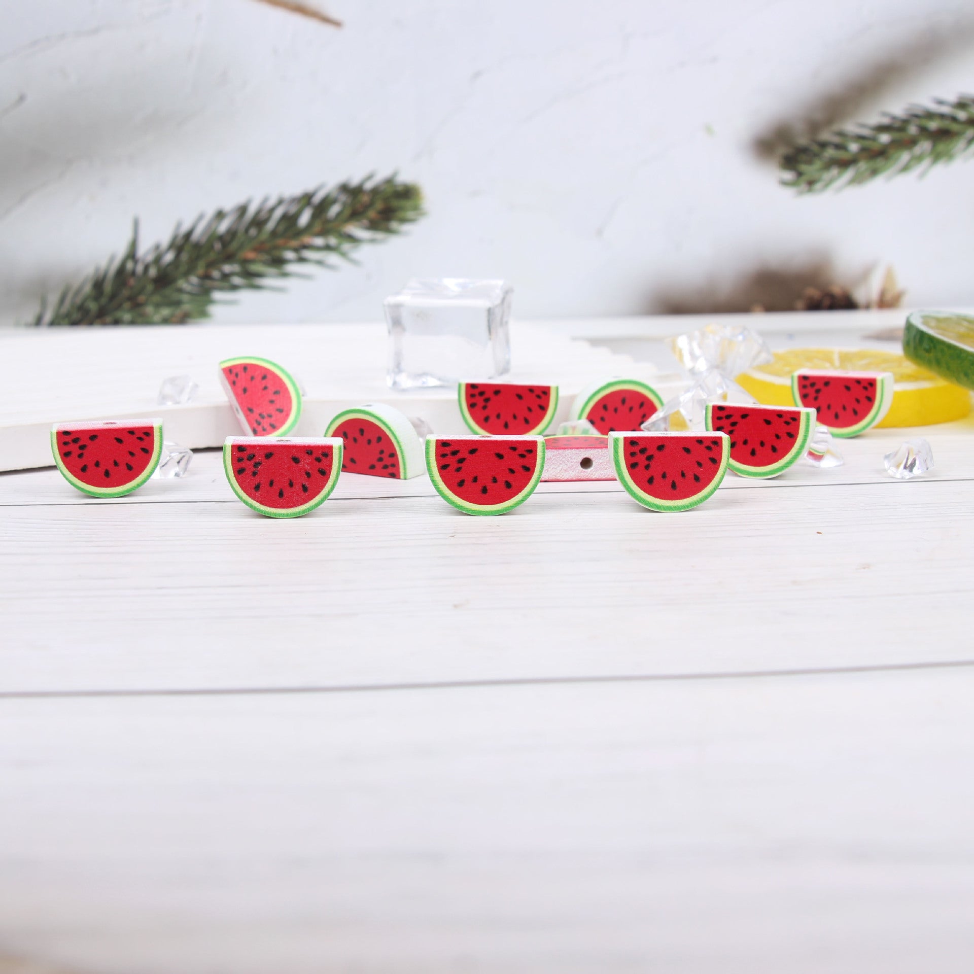 Wholesale 20pcs Summer Watermelon Dwarf Colorful Wooden Beads DIY Accessories