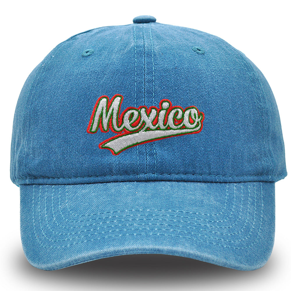 Wholesale Embroidered Mexico Washed Casual Sun Visor Baseball Cap
