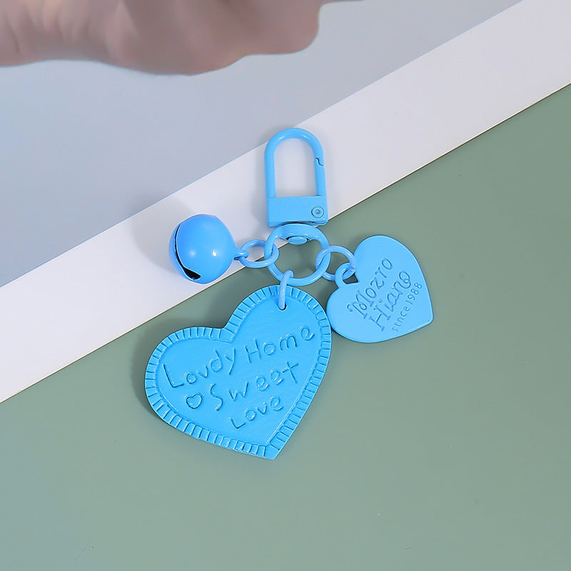 Wholesale Heart-shaped PU leather engraved love leather keychain
