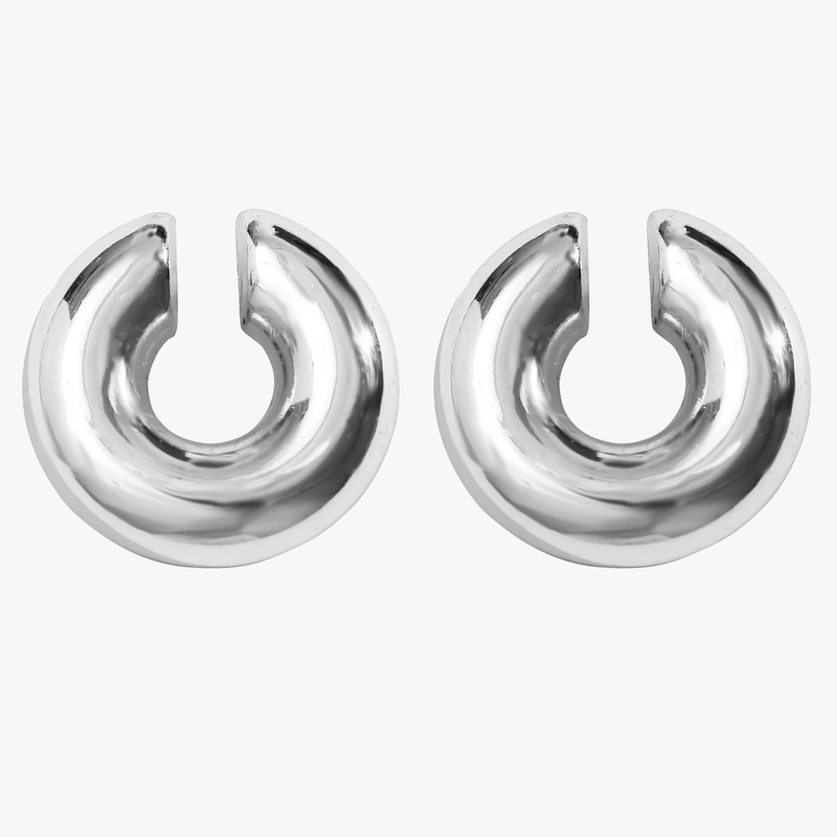 Wholesale Fashion Thick Cylindrical Tube Simple 18k Plated Hollow Ear Bone Clip Earrings