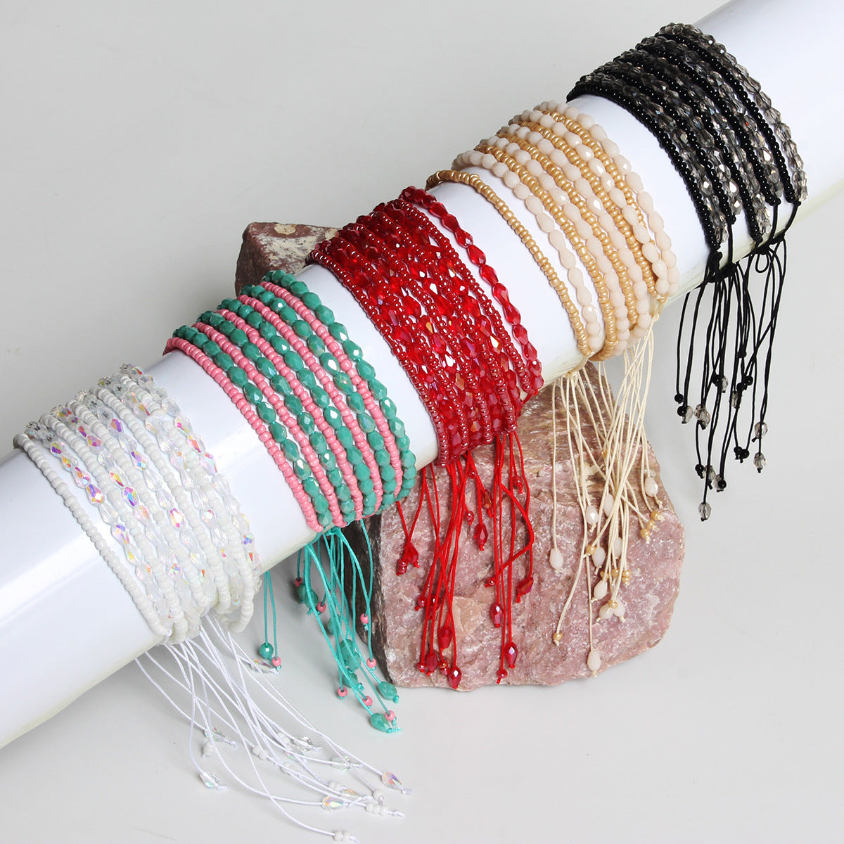 Wholesale Bohemian Style Hand-Woven Double-Layer Xiaomi Bead Crystal Bracelet
