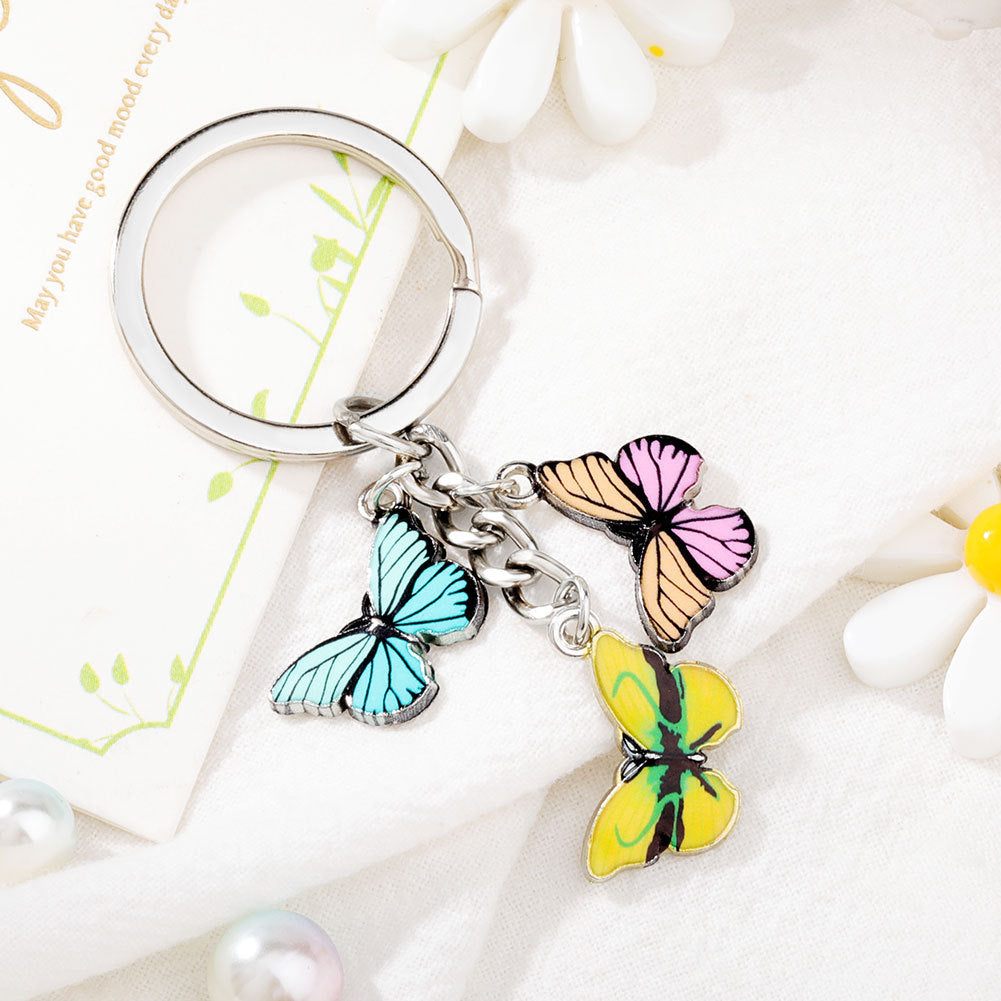 Wholesale Alloy Colored Drip Oil Butterfly Keychain