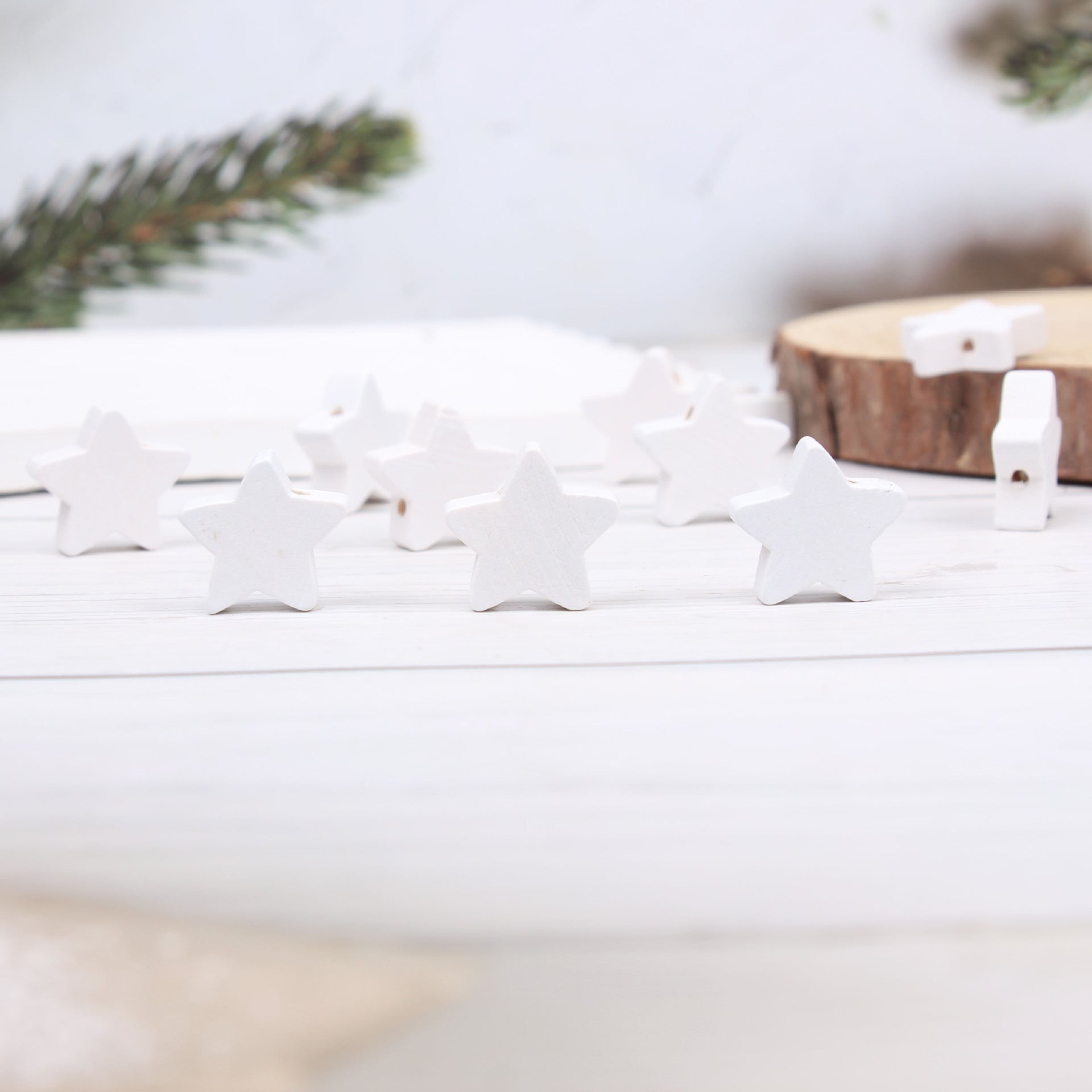 Wholesale 20pcs Five-pointed Star American Independence Day Colorful Wooden Beads