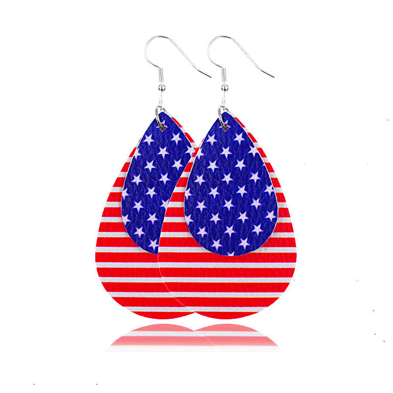 Wholesale American Independence Day Leather Earrings