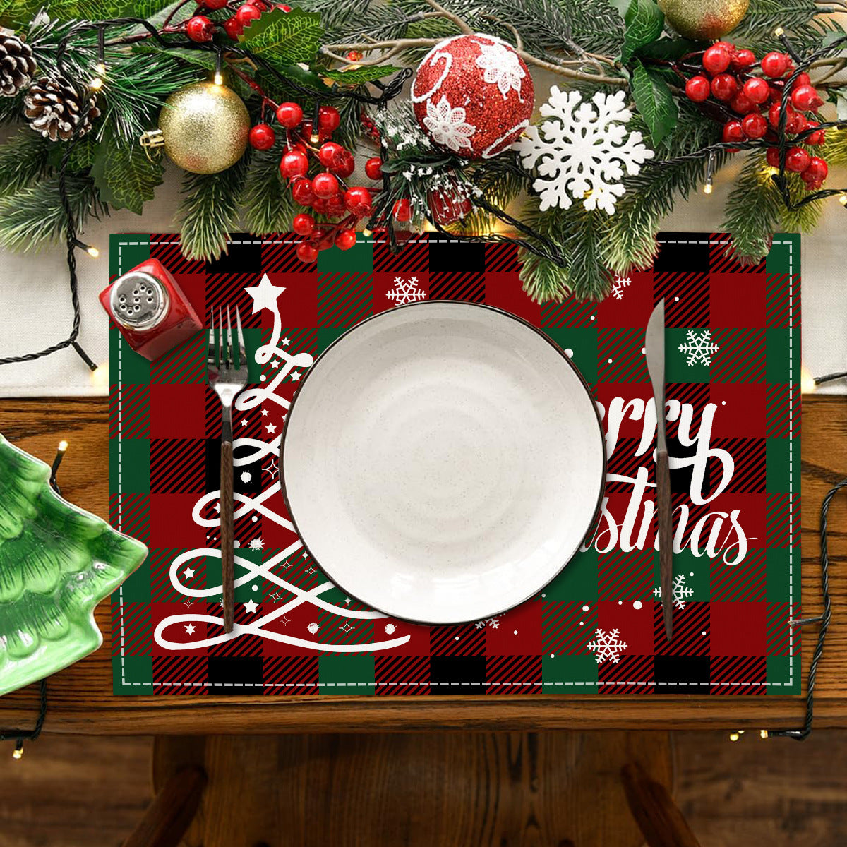 Wholesale Santa Claus Monogram Print Dining Room Decoration Insulated Table Mat