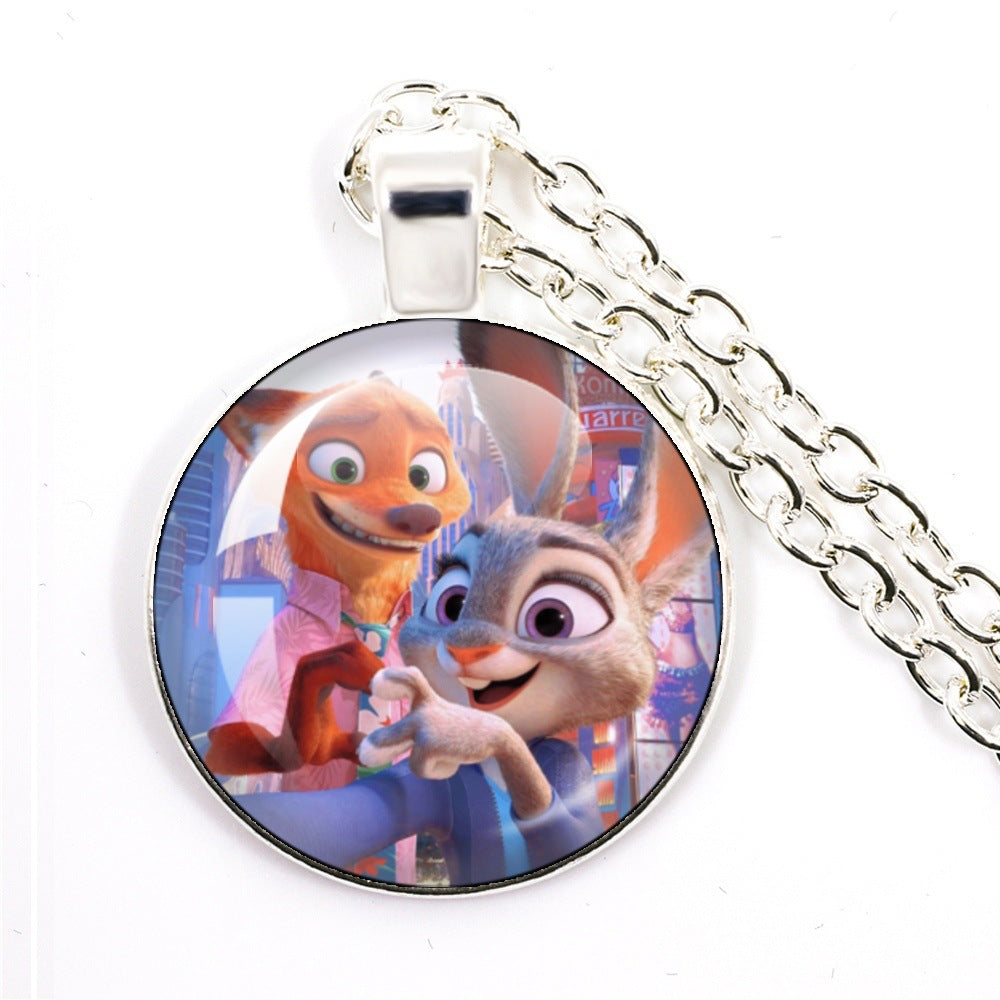 Wholesale Cartoon Cute Animal Time Gem Round Necklace  OLY Exclusive