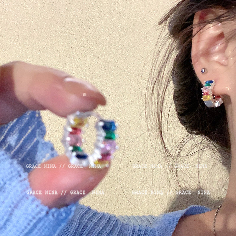 Wholesale  Colored Zircon Alloys/silver Plated/gold Plated Earrings