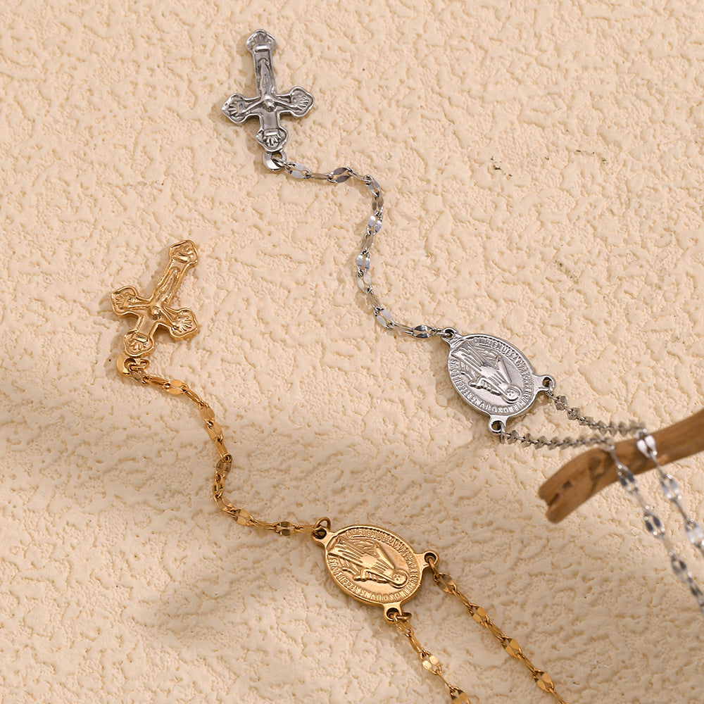 Wholesale Vintage Stainless Steel Plated Cross Chain Necklace
