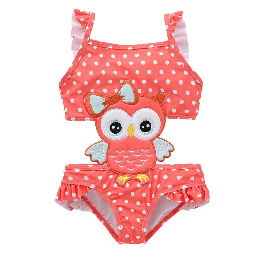 Wholesale Children's swimsuit one-piece girls cartoon swimsuit girls medium and large children quick-drying triangle hot spring swimsuit