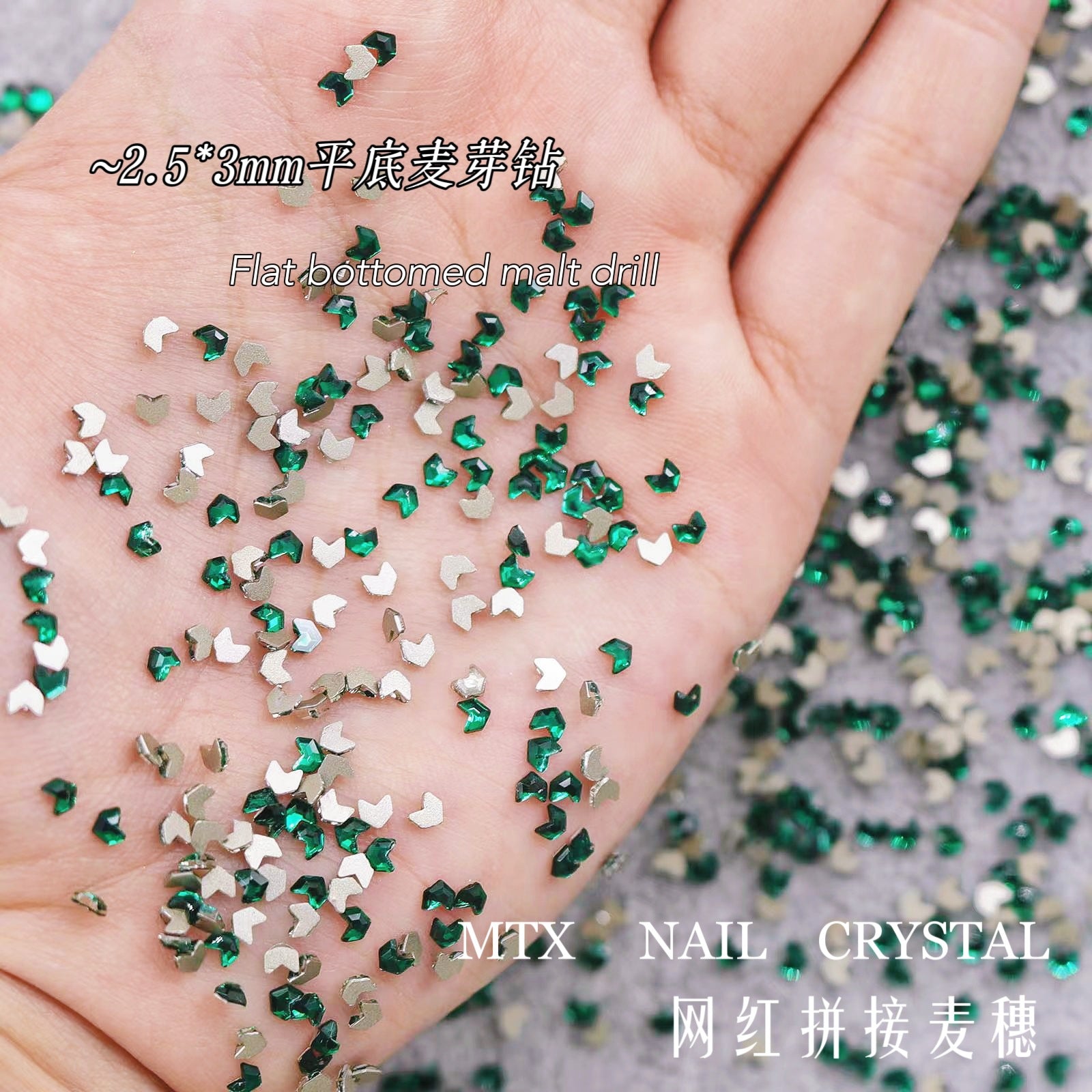 Wholesale 100pcs K9 Nail Art Wheat Germ Diamond Flat-bottomed Diamond Small Transparent White Wheat Ear Crystal Shaped Diamond Nail Art Accessories