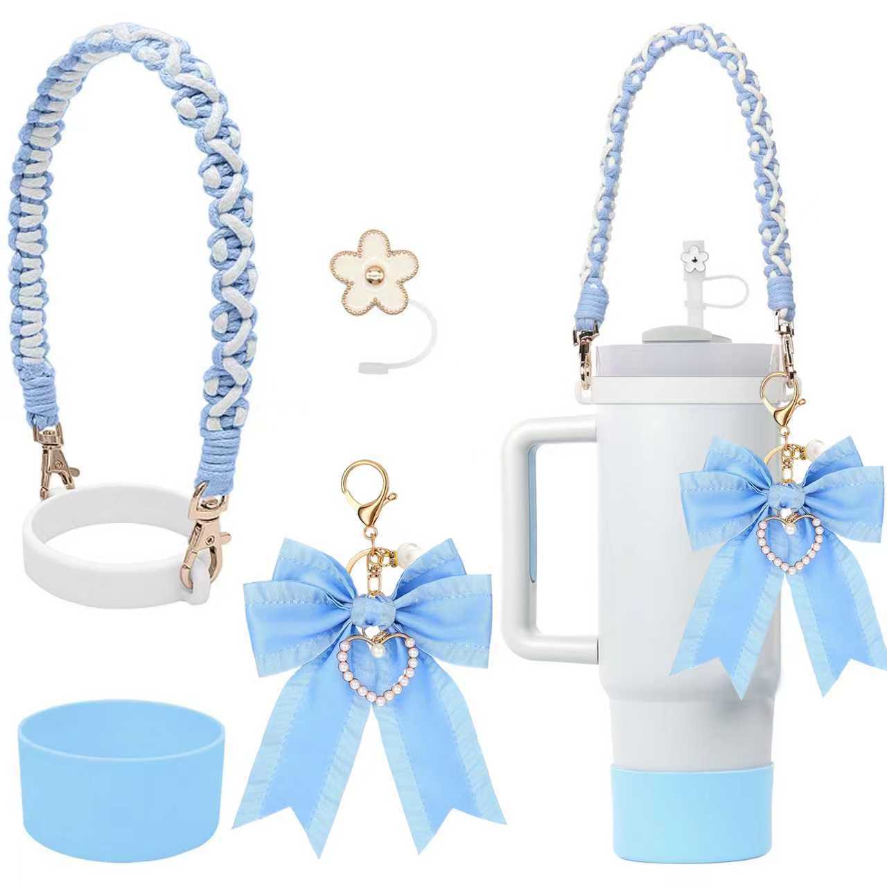 Wholesale Handle Flower Cup Chain Love Flower Straw Cap Cup Accessories
