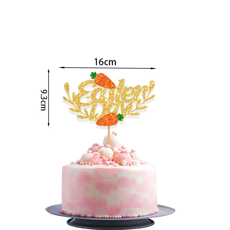 Wholesale wholesale Easter birthday cake card holder dessert decoration carrot cake decoration  plug-in