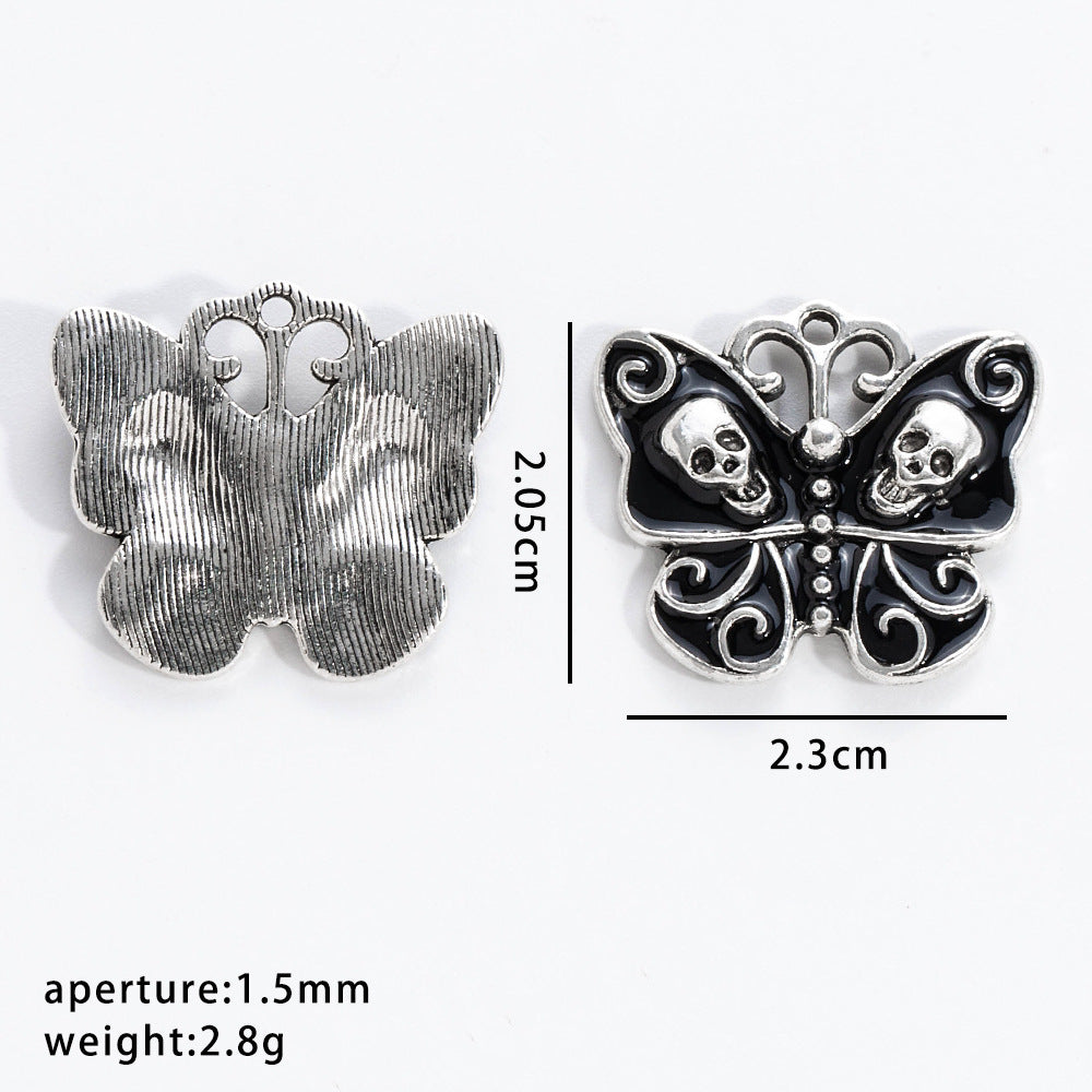 Wholesale 20pcs Retro Gothic Dark Style Butterfly Skull Pendant
